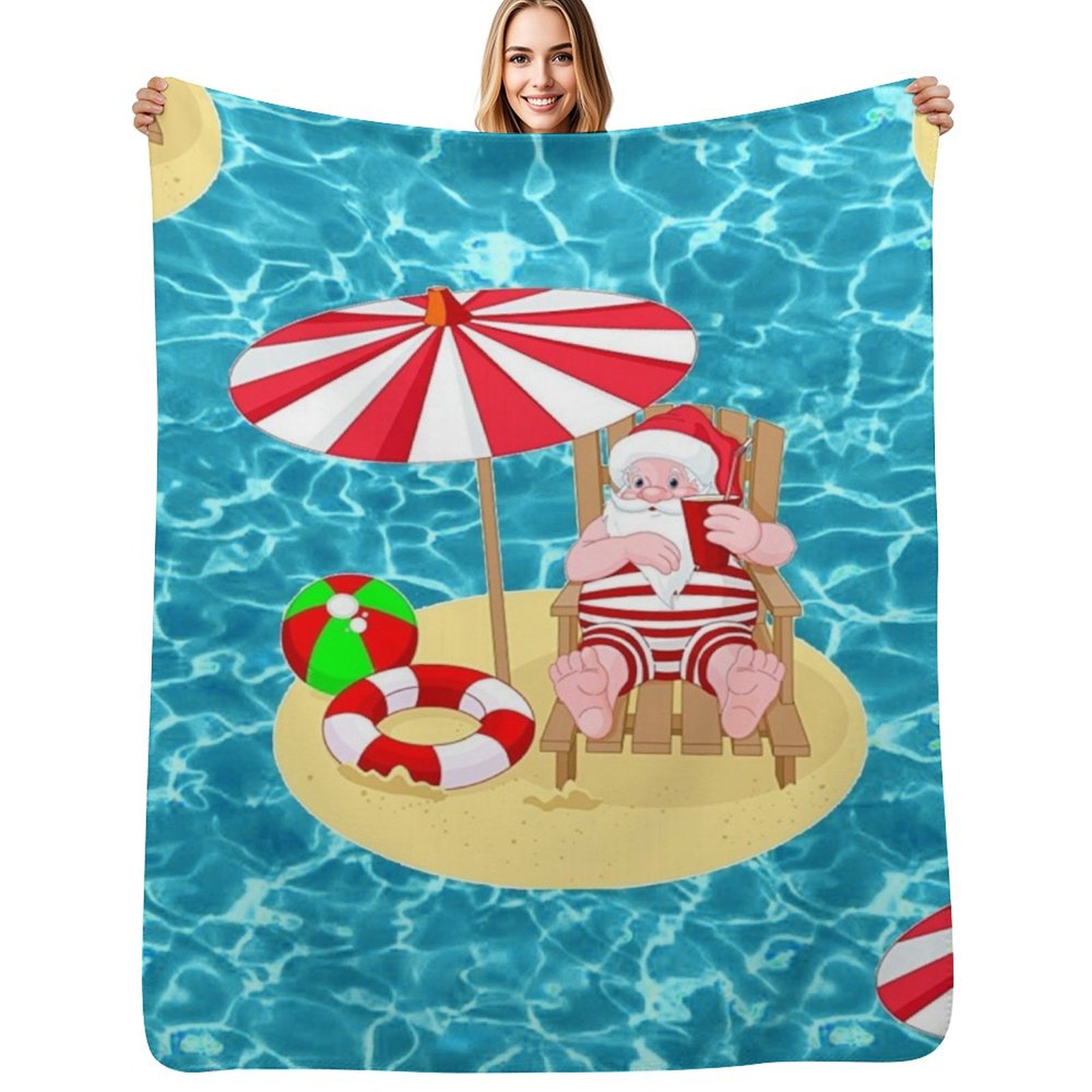 xmas beach santa claus Throw B - 3D Printing Xmas Ideas ulasan dan harga